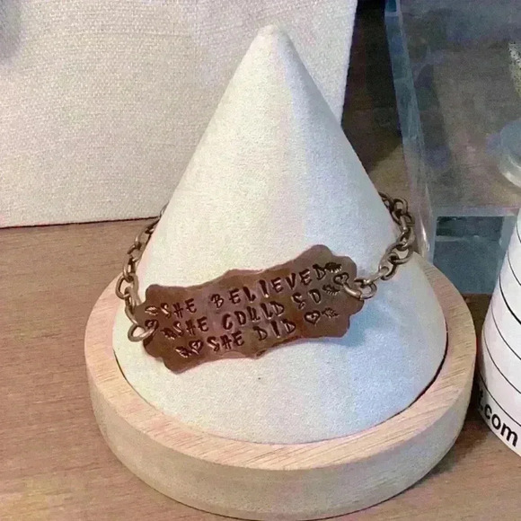 Copper Inspirational Bracelet “She believed she could so she did” - Picture 1 of 4